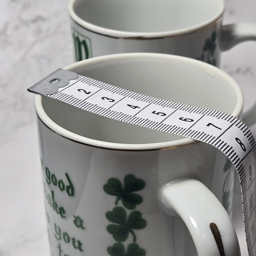 Vintage Pair Irish Coffee Mugs Irish Wisdom  Blessing's St.Patty's Day Gold Gilt - Picture 7 of 7